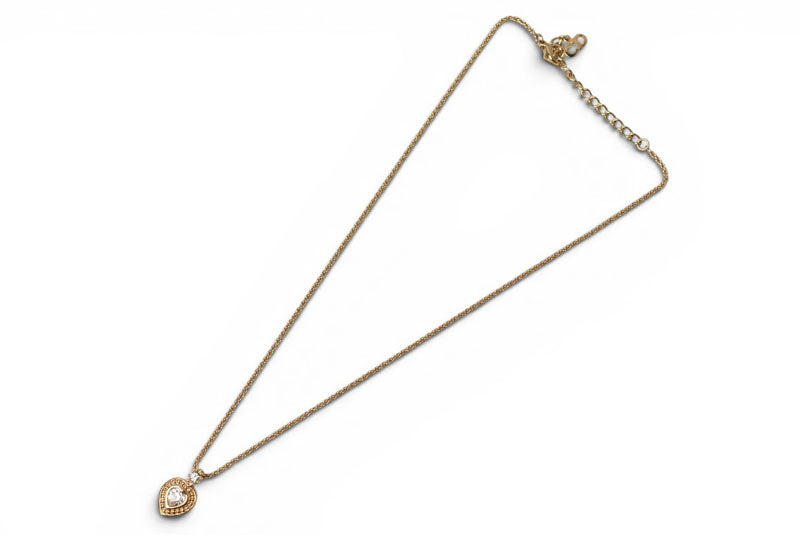 クリスチャンディオール ネックレス/チョカー Christian Dior ヴィンテージ ハートモチーフ ラインストーン ゴールド【中古】