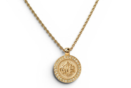 クリスチャンディオール ネックレス Christian Dior ヴィンテージ エンブレム ラインストーン ゴールド【中古】