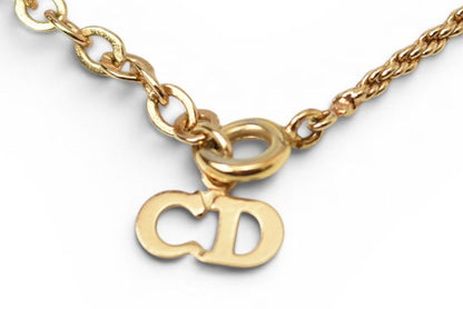 クリスチャンディオール ネックレス Christian Dior ヴィンテージ エンブレム ラインストーン ゴールド【中古】