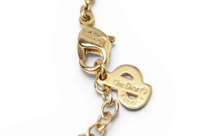 クリスチャンディオール ネックレス Christian Dior ヴィンテージ エンブレム ラインストーン ゴールド【中古】