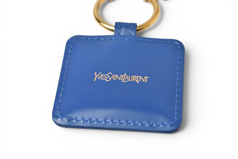 イヴ サンローラン YSL キーリング カサンドラロゴ ハートプレート ヴィンテージ Yves Saint Laurent ブルー/ゴールド【中古】