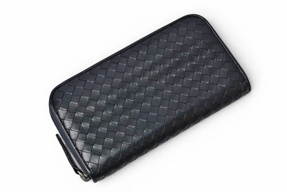 ボッテガヴェネタ 財布 BOTTEGA VENETA 長財布/ラウンドファスナー式 イントレチャート ネイビー【中古】
