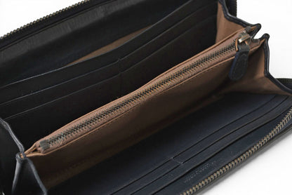 ボッテガヴェネタ 財布 BOTTEGA VENETA 長財布/ラウンドファスナー式 イントレチャート ネイビー【中古】
