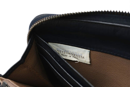 ボッテガヴェネタ 財布 BOTTEGA VENETA 長財布/ラウンドファスナー式 イントレチャート ネイビー【中古】