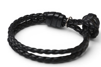 ボッテガヴェネタ ブレスレット/バングル BOTTEGA VENETA イントレチャート ブラック【中古】