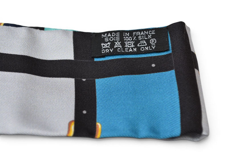 エルメス ツイリー スカーフ HERMES シルクツイル ベルトモチーフ ライトブルー【中古】