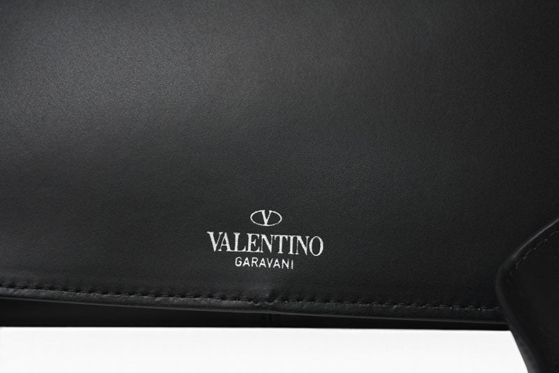 VALENTINO ヴァレンティノ レザー ベルトバッグ/ボディバッグ メンズ ブラック ホワイト 2Y2B0719 WJW ウエストバッグ クロスボディ【中古】
