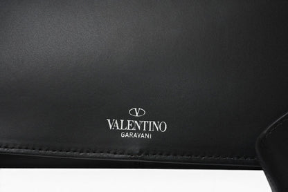VALENTINO ヴァレンティノ レザー ベルトバッグ/ボディバッグ メンズ ブラック ホワイト 2Y2B0719 WJW ウエストバッグ クロスボディ【中古】