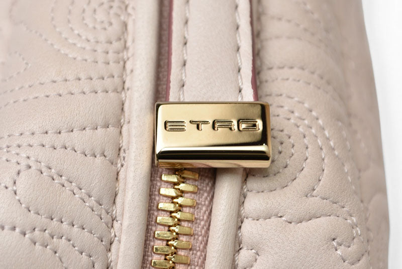 エトロ ショルダーバッグ ETRO ヴィンテージ ペイズリー柄 ステッチ パウダーピンク【中古】