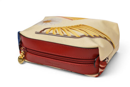 フェラガモ 未使用 ヴィンテージ コスメポーチ/トラベルポーチ Salvatore Ferragamo キャンバス/レザー レッド HE22 3081【中古】