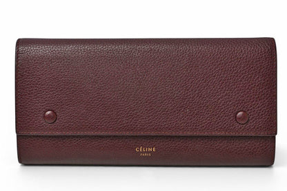 セリーヌ 財布 CELINE 長財布/ラージフラップ マルチファンクション ワイン 101673AFE.28WN【中古】