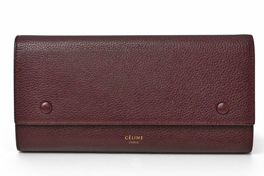 セリーヌ 財布 CELINE 長財布/ラージフラップ マルチファンクション ワイン 101673AFE.28WN【中古】