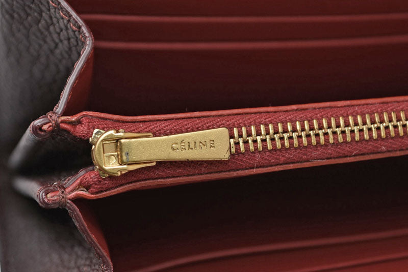 セリーヌ 財布 CELINE 長財布/ラージフラップ マルチファンクション ワイン 101673AFE.28WN【中古】