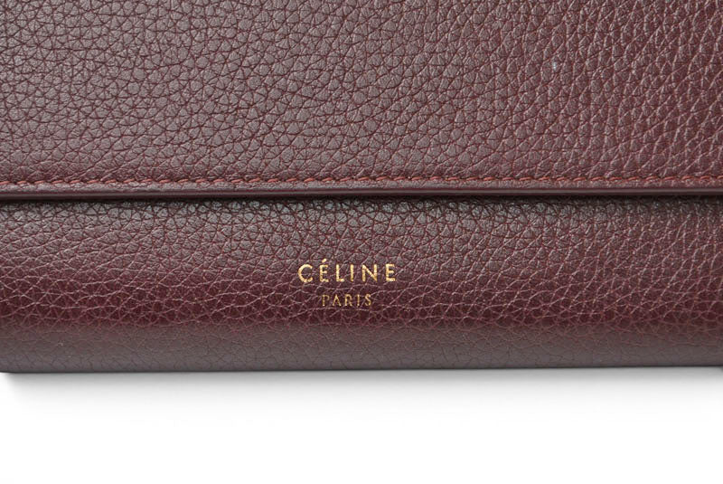 セリーヌ 財布 CELINE 長財布/ラージフラップ マルチファンクション ワイン 101673AFE.28WN【中古】