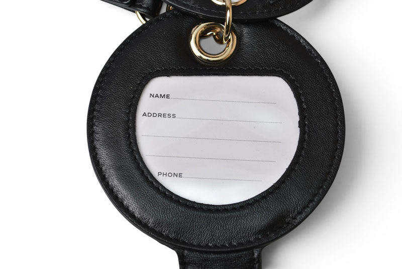 シャネル CHANEL VIP限定 ノベルティ ネームタグ マトラッセ ラウンド 黒 ラムスキン ストラップ付 ゴールド金具【中古】