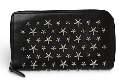 ジミーチュウ 財布/ラウンドファスナー JIMMY CHOO 長財布 レザー スタースタッズ ブラック【中古】