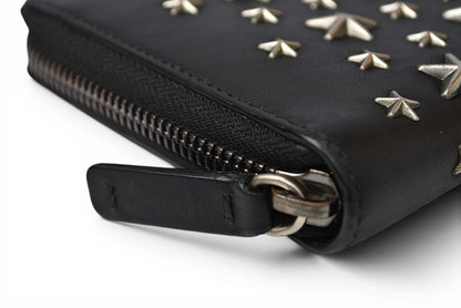 ジミーチュウ 財布/ラウンドファスナー JIMMY CHOO 長財布 レザー スタースタッズ ブラック【中古】