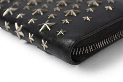 ジミーチュウ 財布/ラウンドファスナー JIMMY CHOO 長財布 レザー スタースタッズ ブラック【中古】