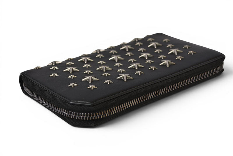 ジミーチュウ 財布/ラウンドファスナー JIMMY CHOO 長財布 レザー スタースタッズ ブラック【中古】