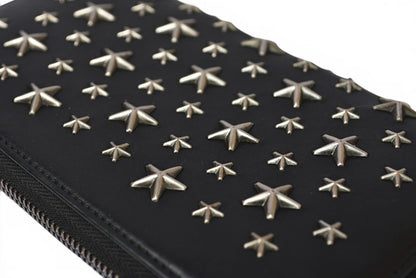 ジミーチュウ 財布/ラウンドファスナー JIMMY CHOO 長財布 レザー スタースタッズ ブラック【中古】