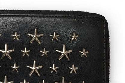 ジミーチュウ 財布/ラウンドファスナー JIMMY CHOO 長財布 レザー スタースタッズ ブラック【中古】