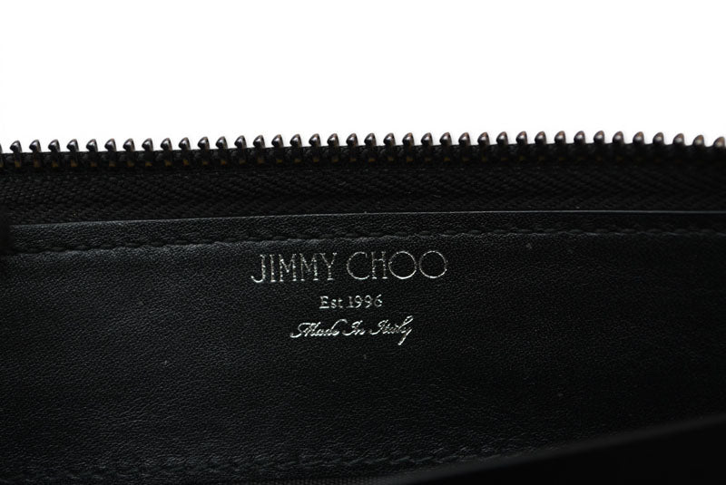 ジミーチュウ 財布/ラウンドファスナー JIMMY CHOO 長財布 レザー スタースタッズ ブラック【中古】