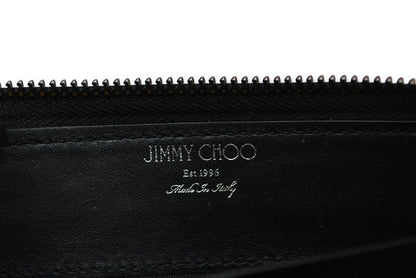 ジミーチュウ 財布/ラウンドファスナー JIMMY CHOO 長財布 レザー スタースタッズ ブラック【中古】