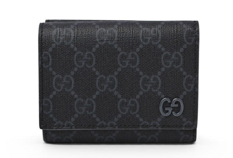 グッチ 未使用 ミニ財布/三つ折り GGディテール GUCCI 折財布 GGスプリーム 769225 ブラック/グレー【中古】