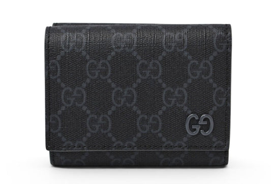 グッチ 未使用 ミニ財布/三つ折り GGディテール GUCCI 折財布 GGスプリーム 769225 ブラック/グレー【中古】