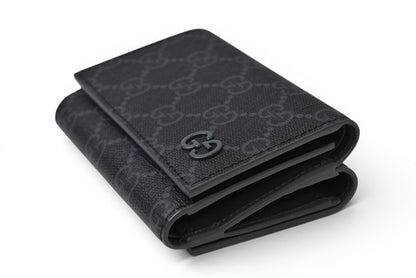 グッチ 未使用 ミニ財布/三つ折り GGディテール GUCCI 折財布 GGスプリーム 769225 ブラック/グレー【中古】