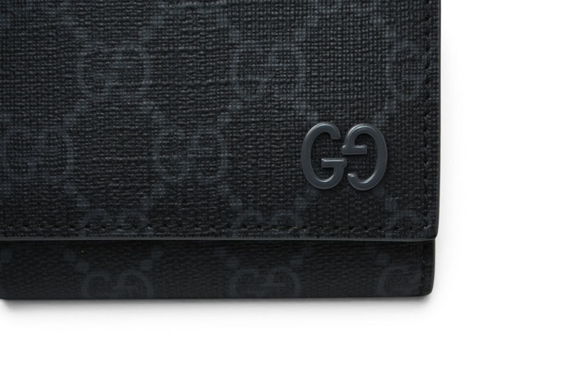 グッチ 未使用 ミニ財布/三つ折り GGディテール GUCCI 折財布 GGスプリーム 769225 ブラック/グレー【中古】