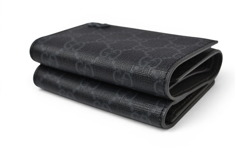 グッチ 未使用 ミニ財布/三つ折り GGディテール GUCCI 折財布 GGスプリーム 769225 ブラック/グレー【中古】