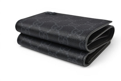 グッチ 未使用 ミニ財布/三つ折り GGディテール GUCCI 折財布 GGスプリーム 769225 ブラック/グレー【中古】