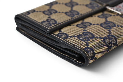 グッチ 財布 GUCCI 長財布 GGキャンバス GGネイビー/ベージュ シェリーライン 146206 【中古】