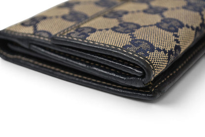 グッチ 財布 GUCCI 長財布 GGキャンバス GGネイビー/ベージュ シェリーライン 146206 【中古】