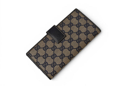 グッチ 財布 GUCCI 長財布 GGキャンバス GGネイビー/ベージュ シェリーライン 146206 【中古】