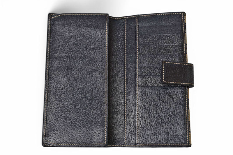 グッチ 財布 GUCCI 長財布 GGキャンバス GGネイビー/ベージュ シェリーライン 146206 【中古】