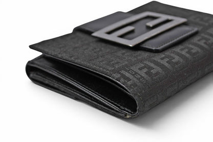 フェンディ 財布/二つ折 FENDI 折財布 8M0035 ZUCCA/ズッカ柄 ブラック【中古】