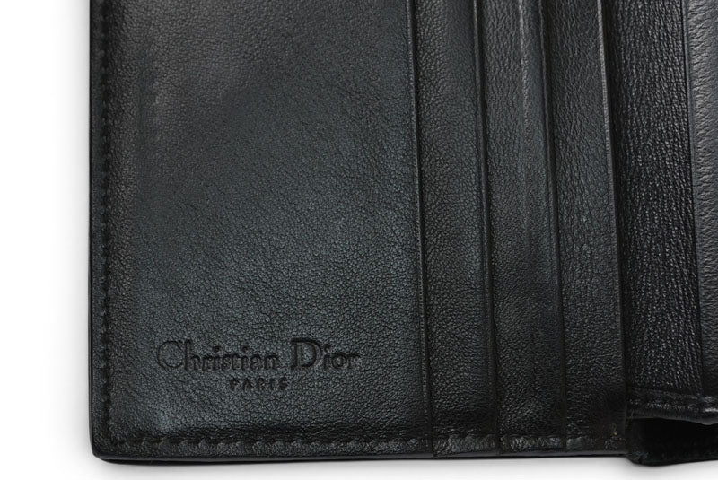 クリスチャンディオール 三つ折り財布 Christian Dior 折財布 トロッター ジャガード ブラック ヴィンテージ オールド【中古】