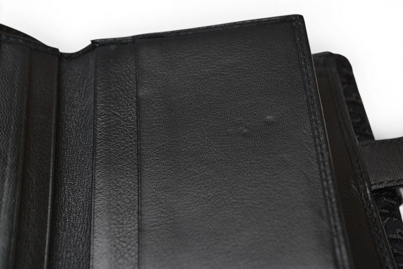クリスチャンディオール 三つ折り財布 Christian Dior 折財布 トロッター ジャガード ブラック ヴィンテージ オールド【中古】