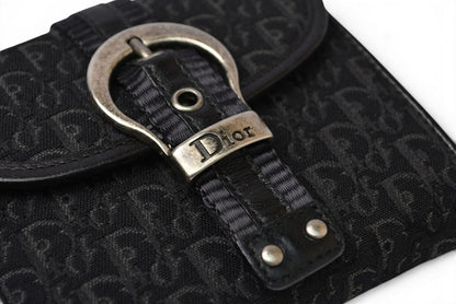 クリスチャンディオール 三つ折り財布 Christian Dior 折財布 トロッター ジャガード ブラック ヴィンテージ オールド【中古】