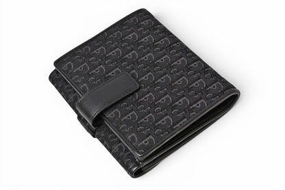 クリスチャンディオール 三つ折り財布 Christian Dior 折財布 トロッター ジャガード ブラック ヴィンテージ オールド【中古】