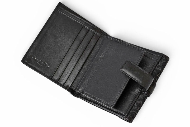 クリスチャンディオール 三つ折り財布 Christian Dior 折財布 トロッター ジャガード ブラック ヴィンテージ オールド【中古】