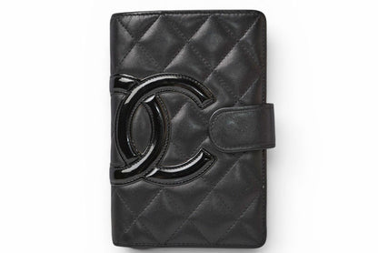 シャネル 財布/二つ折 CHANEL 折財布 カンボン ファスナー付 A50080 ブラック/ブラック【中古】