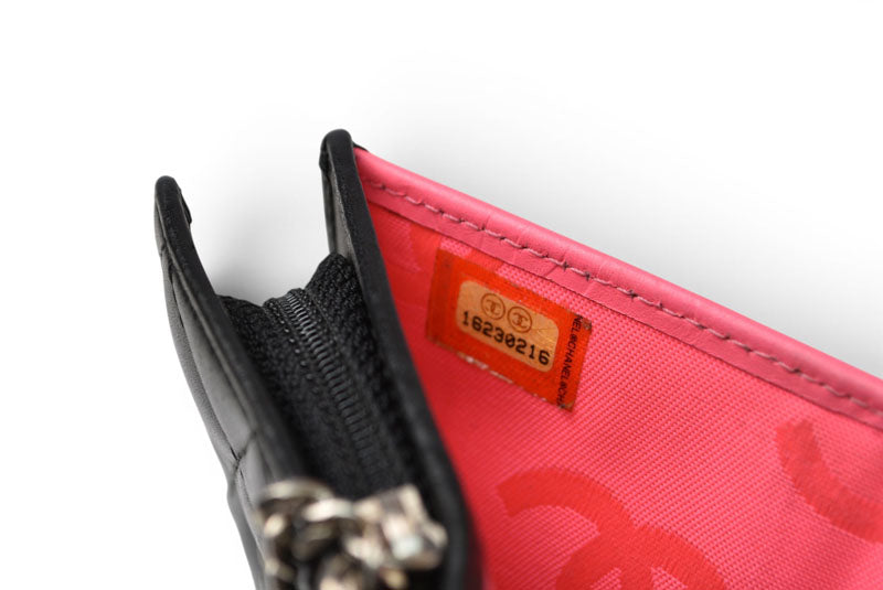 シャネル 財布/二つ折 CHANEL 折財布 カンボン ファスナー付 A50080 ブラック/ブラック【中古】
