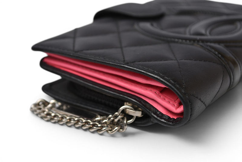 シャネル 財布/二つ折 CHANEL 折財布 カンボン ファスナー付 A50080 ブラック/ブラック【中古】