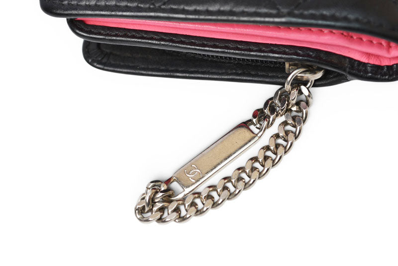 シャネル 財布/二つ折 CHANEL 折財布 カンボン ファスナー付 A50080 ブラック/ブラック【中古】