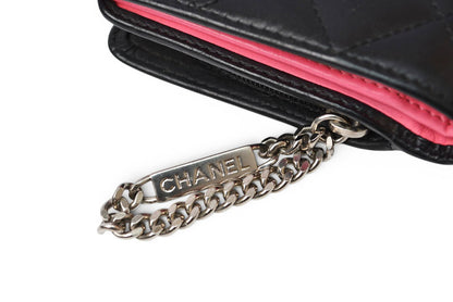 シャネル 財布/二つ折 CHANEL 折財布 カンボン ファスナー付 A50080 ブラック/ブラック【中古】