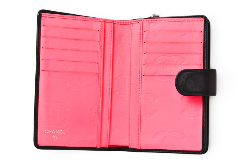 シャネル 財布/二つ折 CHANEL 折財布 カンボン ファスナー付 A50080 ブラック/ブラック【中古】