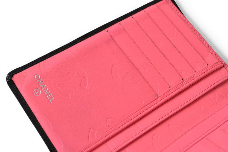 シャネル 財布/二つ折 CHANEL 折財布 カンボン ファスナー付 A50080 ブラック/ブラック【中古】